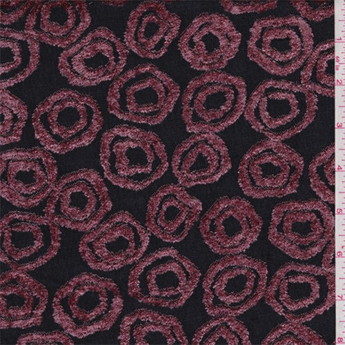 1 3/4 YD PC-Black/Rose Novelty Jersey Knit Fabric