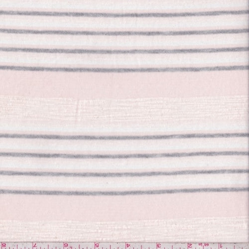 Pale Pink/Grey/White Stripe Rayon Jersey Knit Fabric