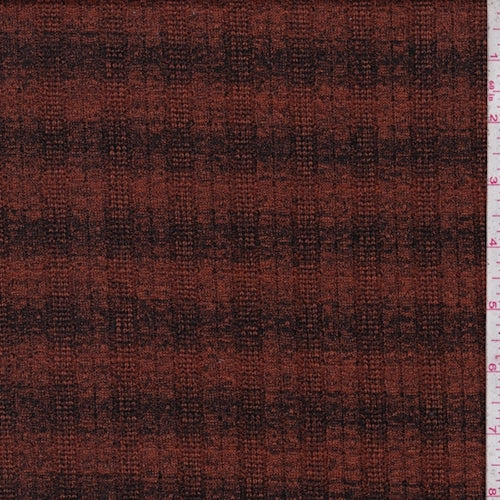 Burnt Orange/Black Shadow Stripe Rib Knit Fabric