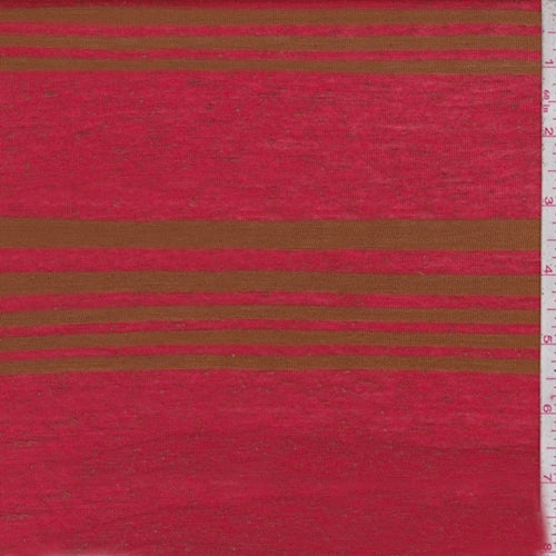 Burnt Red-Harvest Gold Stripe Jersey Knit Fabric