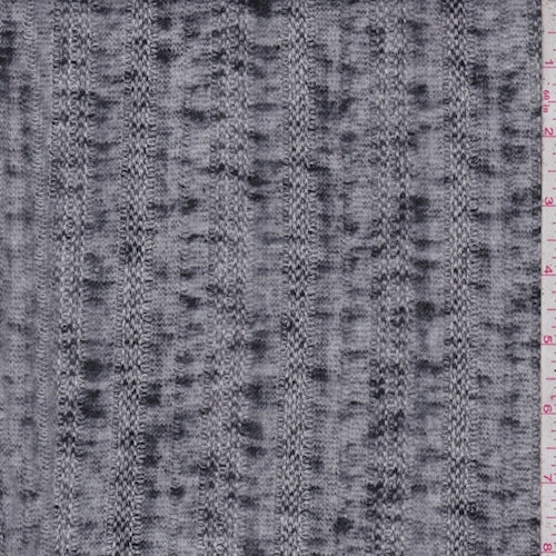 Grey/Black Ribbed Sweater Jersey Knit Fabric