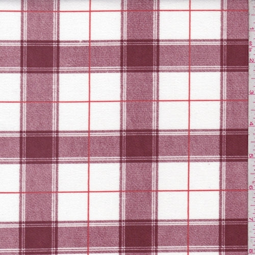 1 YD PC-Maroon/Ivory Plaid Velveteen Decorating Fabric