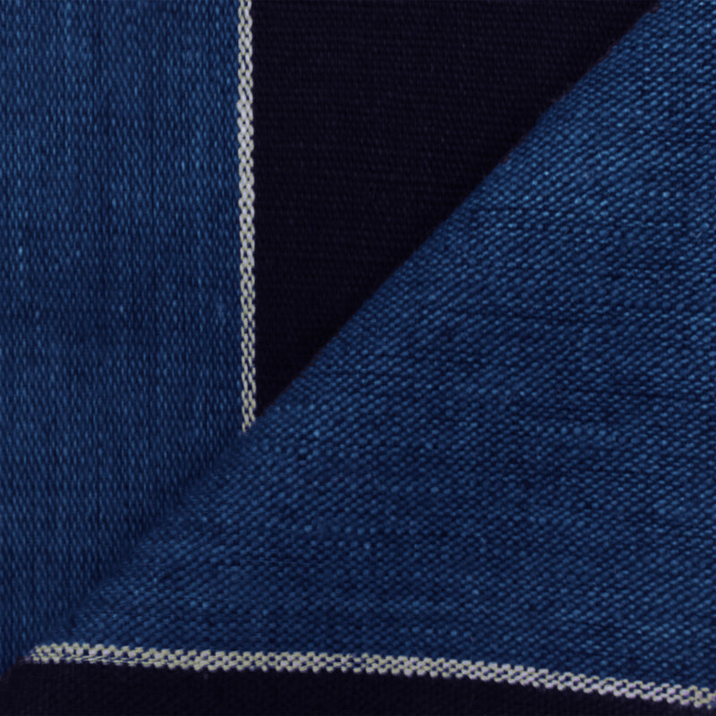 1 YD PC-Classic Blue-Navy-Ivory Cotton Stripe Pattern Slub Twill Woven Fabric