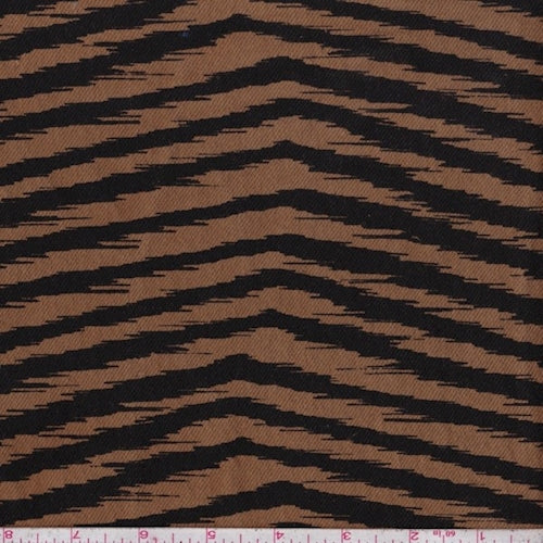 1 1/2 YD PC-Golden Brown Ikat Chevron Denim Fabric