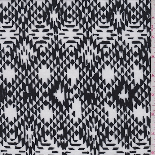 Black/White Southwest Print Jersey Knit Fabric