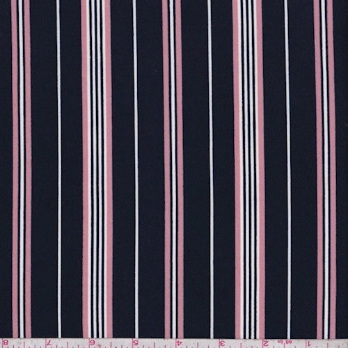 ITY Dark Navy/Blush Stripe Jersey Knit Fabric