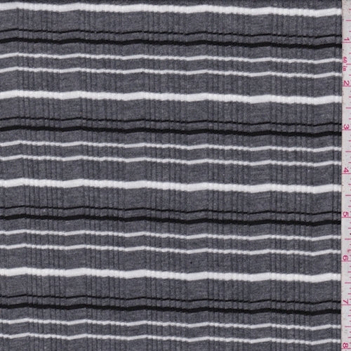 Granite Grey Stripe Rib Knit Fabric