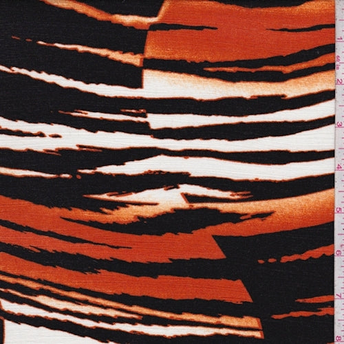 Orange/Black/White Zebra Rayon Crinkle Fabric