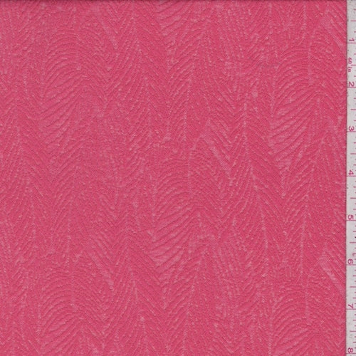 Watermelon Red Leaf Techno Crepe Knit Fabric
