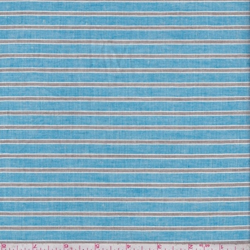 3 1/2 YD PC-Aqua/Moss Stripe Cotton Lawn Fabric