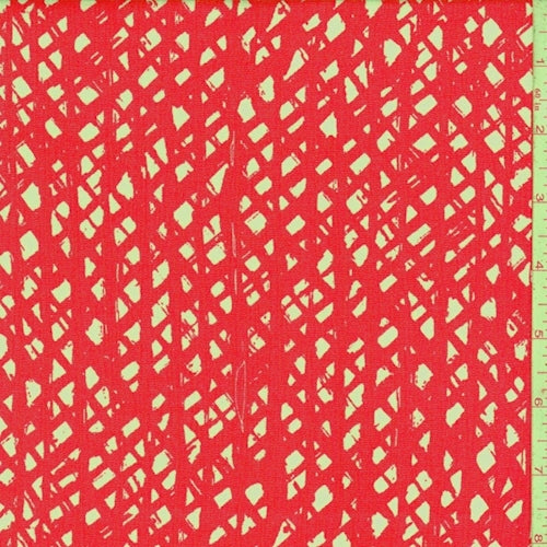 3/4 YD PC-Raspberry/White Wicker Rayon Crinkle Fabric