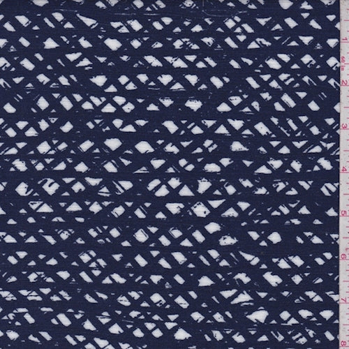 Violet Blue/White Wicker Rayon Crinkle Fabric
