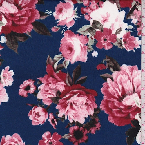 ITY Deep Blue/Ruby Rose Jersey Knit Fabric
