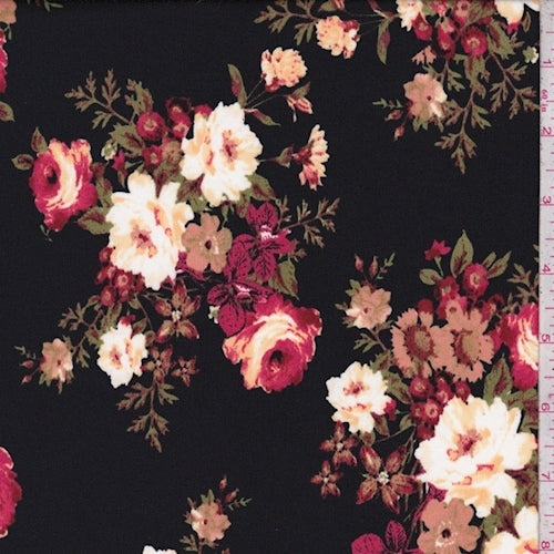 ITY Black Multi Floral Bouquet Jersey Knit Fabric