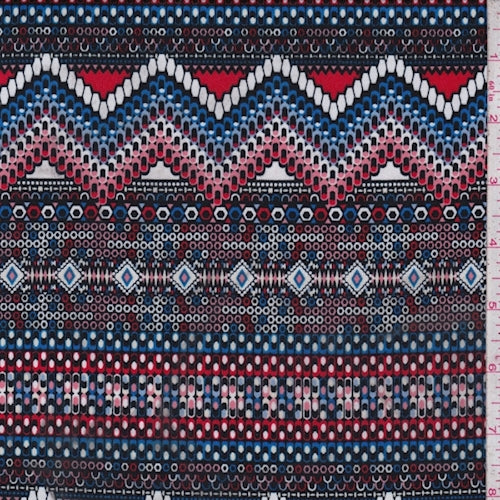 ITY Royal/Ruby/White Deco Stripe Jersey Knit Fabric