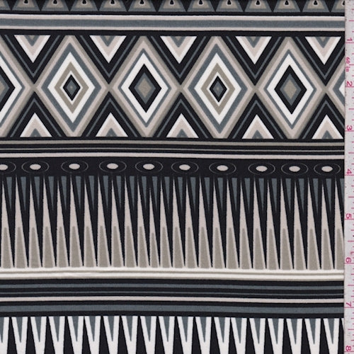 ITY Black/Sage/White Tribal Stripe Jersey Knit Fabric