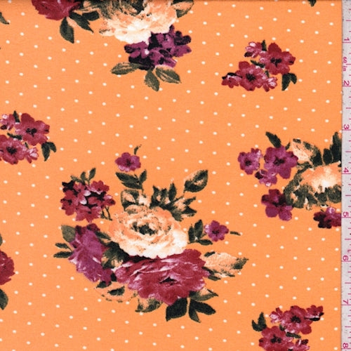 2 YD PC-Mango Floral Dot Double Brushed Jersey Knit Fabric