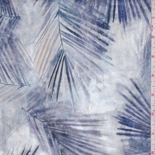 1 1/2 YD PC-Grey/Slate Watercolor Frond Twill Decor Fabric