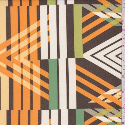 Orange/Jade Multi Stripe/Chevron Power Mesh Fabric