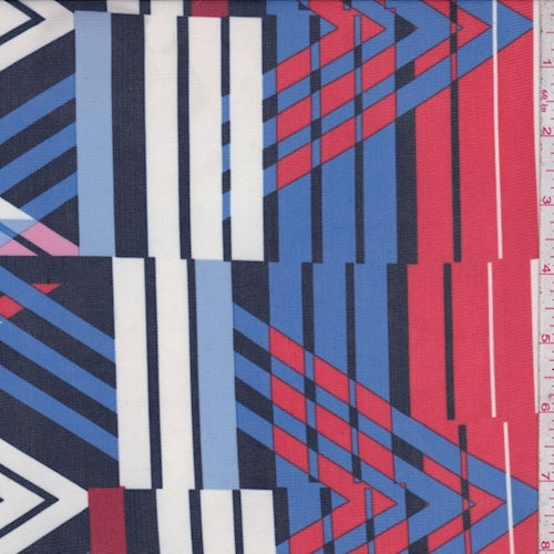 Red/Blue Multi Stripe/Chevron Power Mesh Fabric