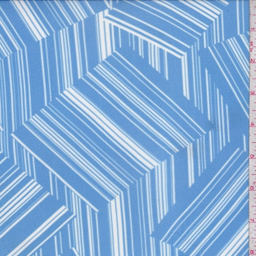 Sky/White Tossed Patchwork Power Mesh Fabric