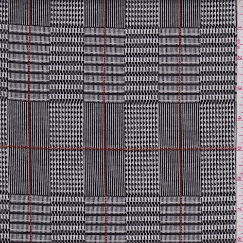 Black/Brick Glen Plaid Double Knit Fabric