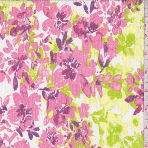 4 YD PC-White/Pink/Lime Multi Floral Power Mesh Fabric