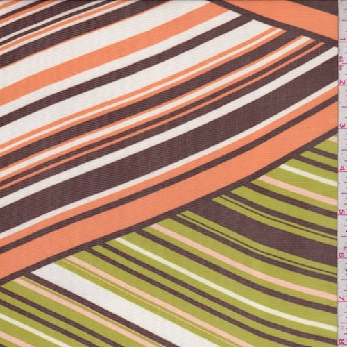Avocado/Orange Multi Stripe Diamond Power Mesh Fabric