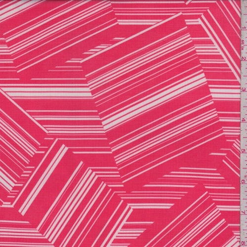 Cherry/White Tossed Patchwork Power Mesh Fabric