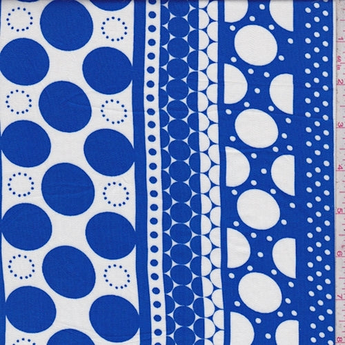 Royal/White Polka Dot Stripe Rayon Challis Fabric