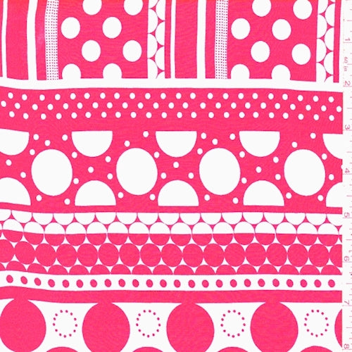 Berry/White Polka Dot Stripe Rayon Challis Fabric