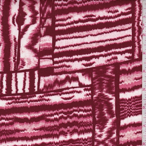 Maroon/Coral Static Patchwork Crinkled Crepe Fabric