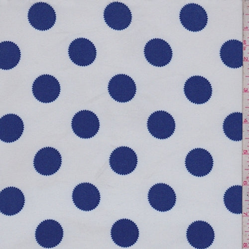 White/Sapphire Fringe Polka Dot Crepe Georgette Fabric