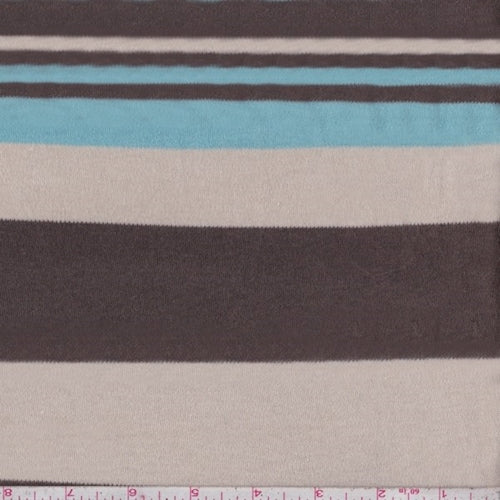 Mocha/Beige/Turquoise Stripe Interlock Knit Fabric