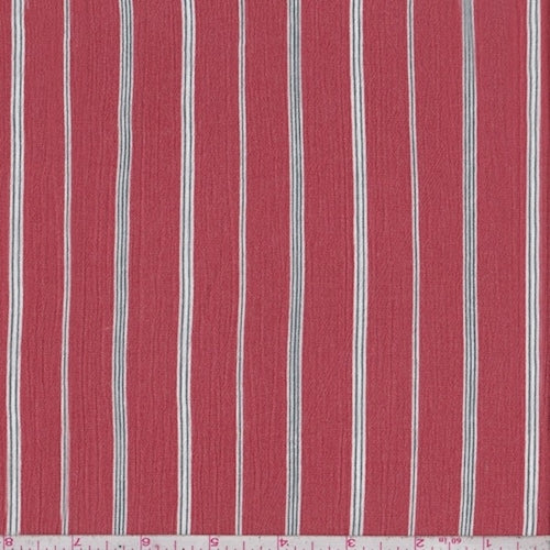 Burnt Brick/White Stripe Rayon Crinkle Fabric