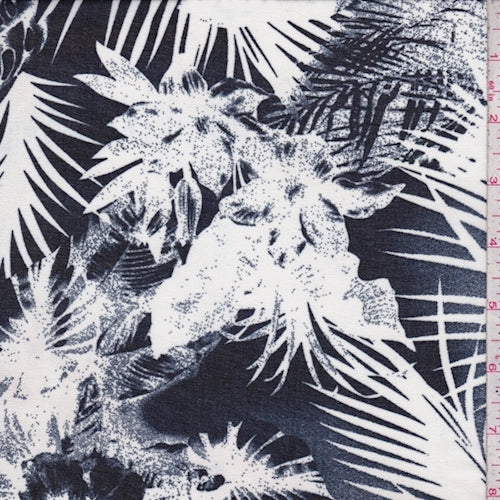 4 YD PC-Navy/White Tropical Crepe Chiffon Fabric