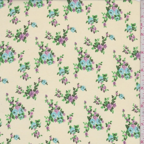 Pale Yellow Floral Cluster Crepe Georgette Fabric