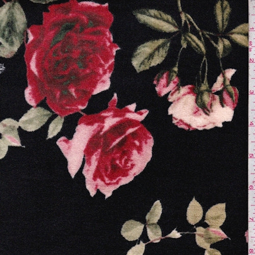 Black/Sienna Rose Panne Velvet Knit Fabric