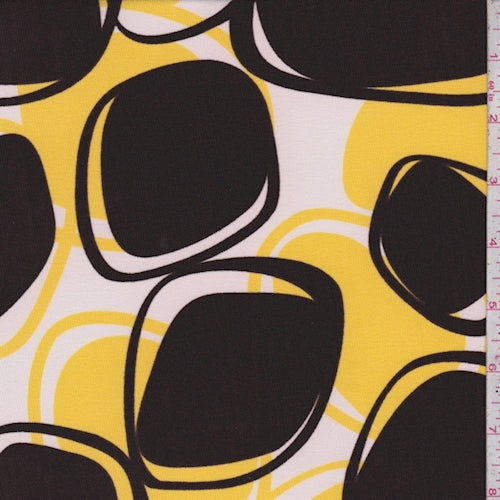 Espresso/Yellow Art Deco Matte Jersey Knit Fabric
