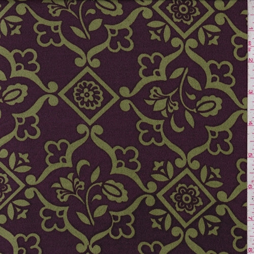 Purple/Avocado Baroque Matte Jersey Knit Fabric