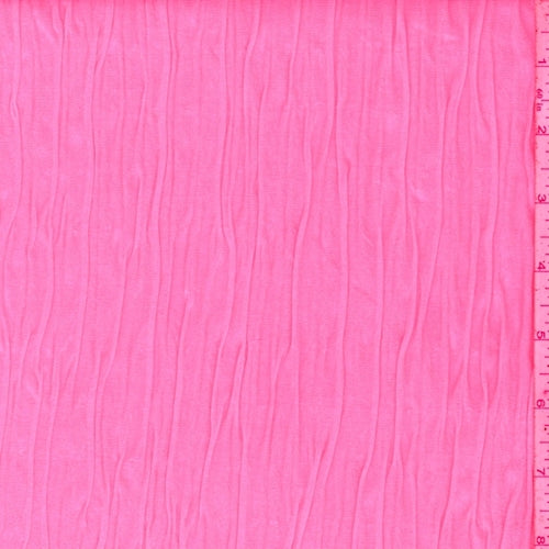 Neon Pink 2-Ply Puckered Knit Fabric