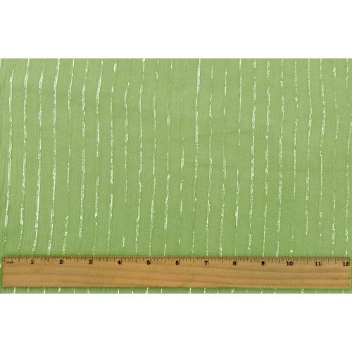Matcha Green Stripe Sparkle Crinkled Gauze Woven Fabric