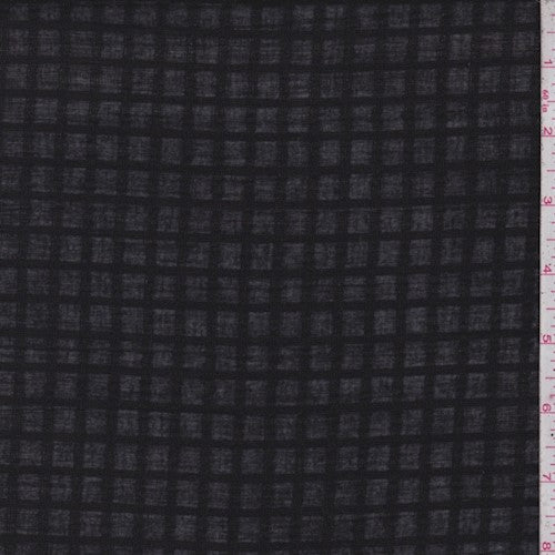2 YD PC-Black Cotton Grid Plaid Lawn Woven Fabric