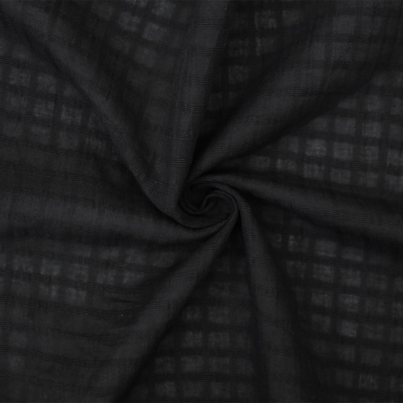 2 YD PC-Black Cotton Grid Plaid Lawn Woven Fabric