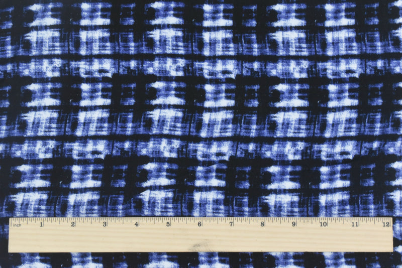 1 1/4 YD PC-Classic Black-Ink Blue-White Tie Dye Printed Woven Fabric