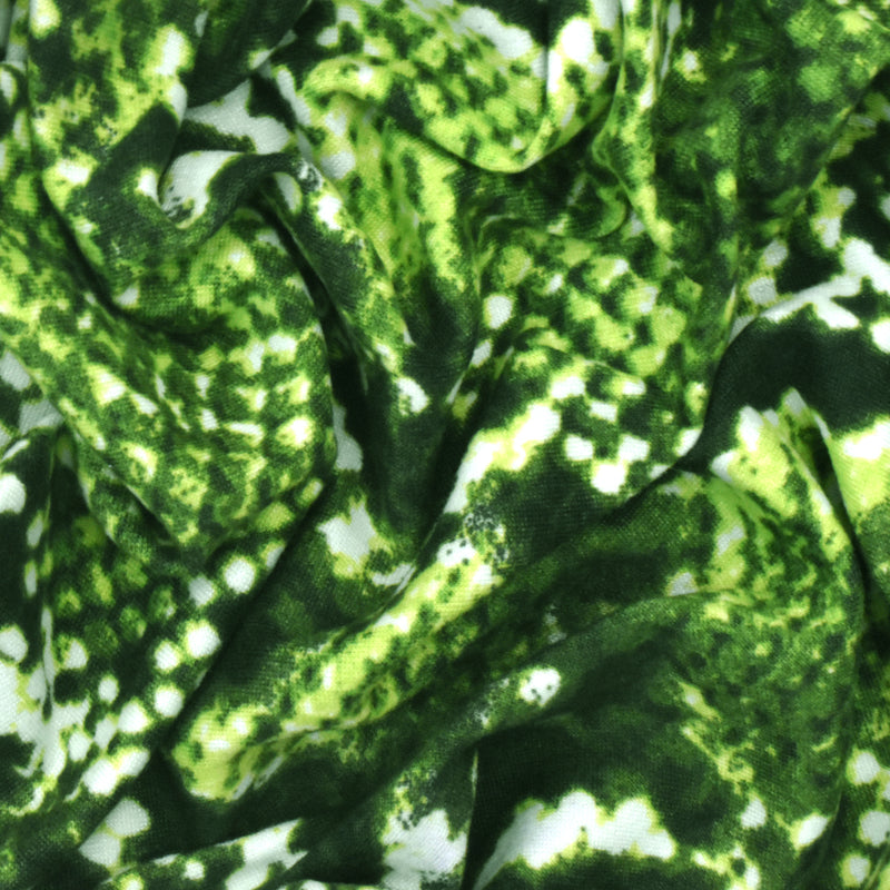 Primal Green-Multi Reptile Printed Stretch Double Brushed Jersey Knit Fabric