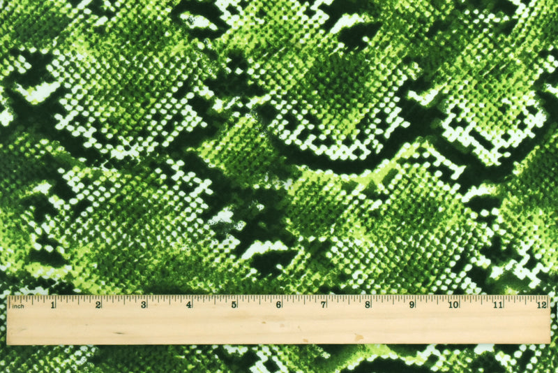 Primal Green-Multi Reptile Printed Stretch Double Brushed Jersey Knit Fabric