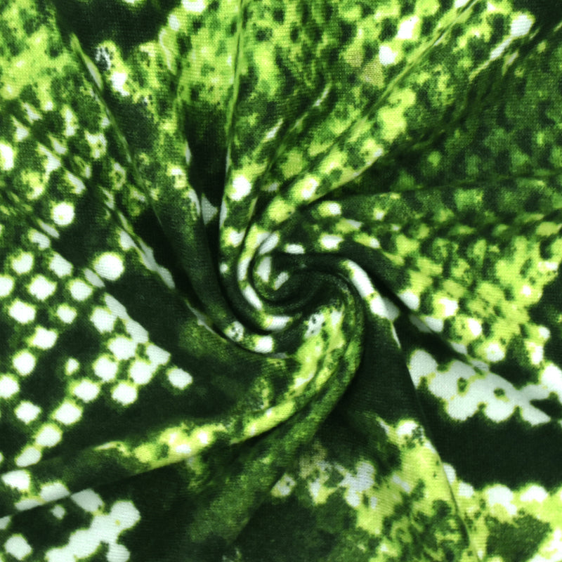 Primal Green-Multi Reptile Printed Stretch Double Brushed Jersey Knit Fabric