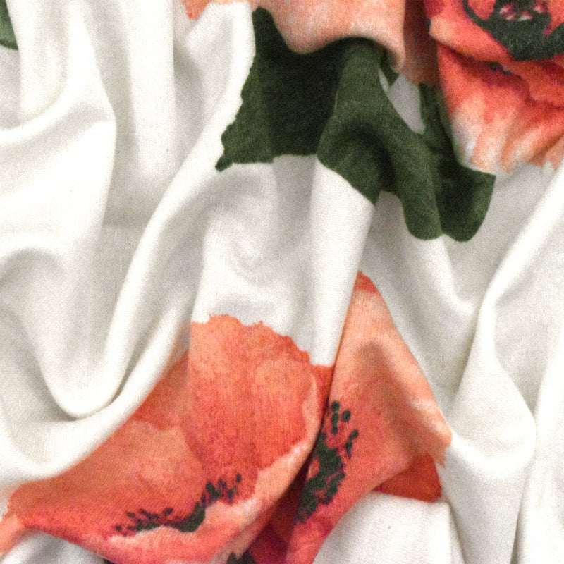Ivory-Soft Pink-Multi Floral Printed Stretch Baby French Terry Knit Fabric