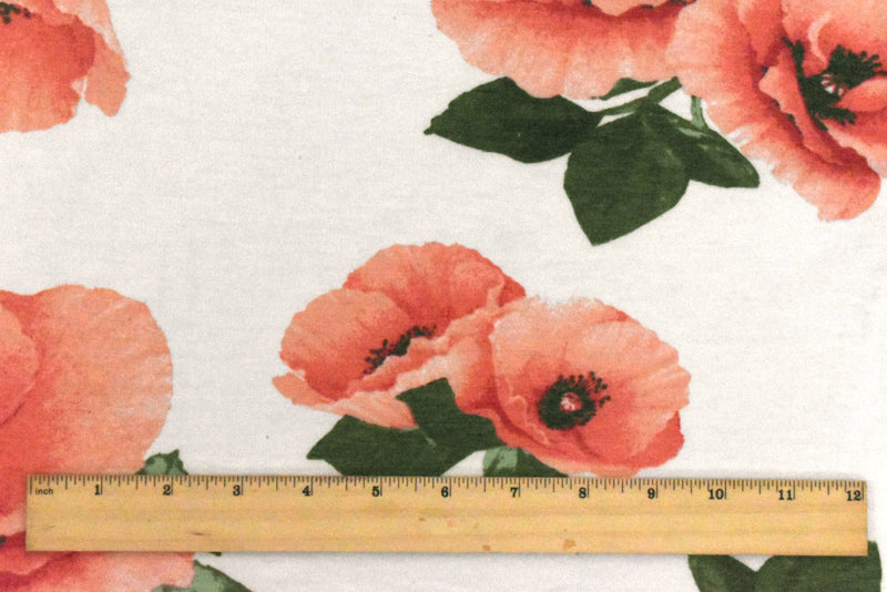 2 3/4 YD PC-Ivory-Soft Pink-Multi Floral Printed Stretch Baby French Terry Knit Fabric
